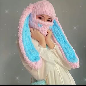 Cozy Pink and Blue Bunny Ear Balaclava